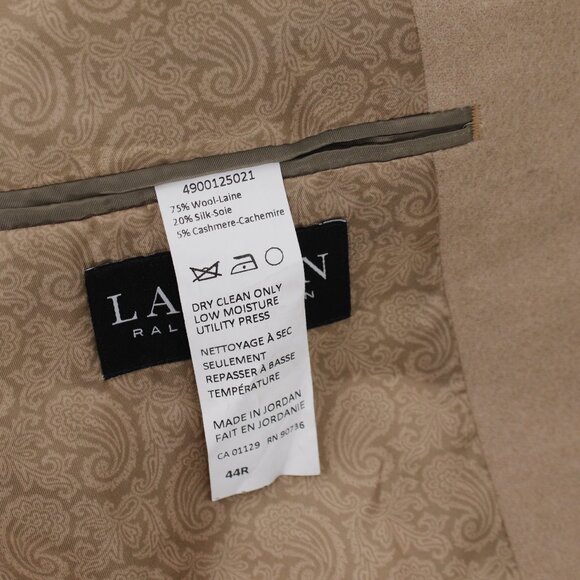 Lauren ralph Lauren sport coat mens 44R two button wool silk cashmere camel - Picture 14 of 15